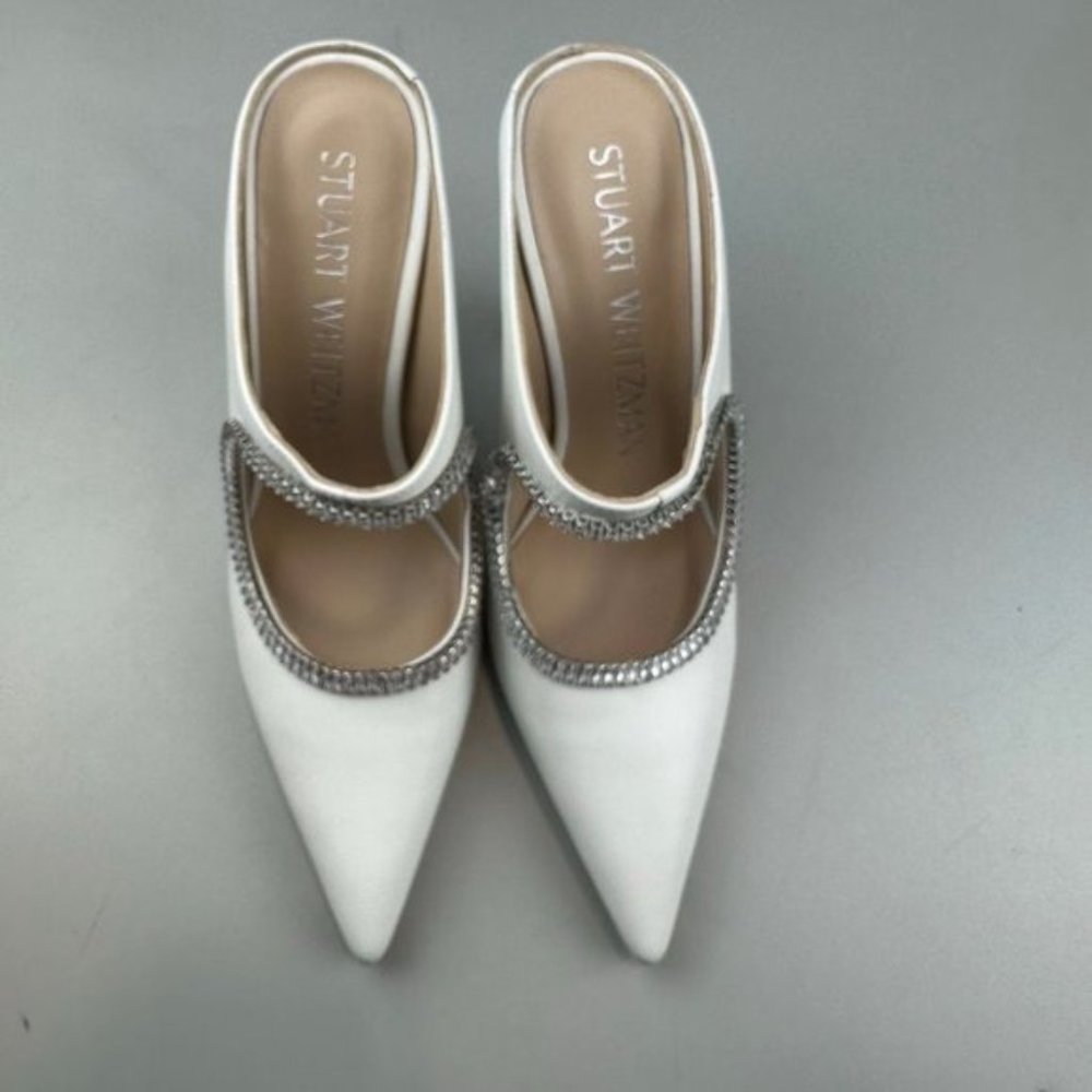 Stuart Weitzman Xcurve Crystal 100 Mule In White … - image 6